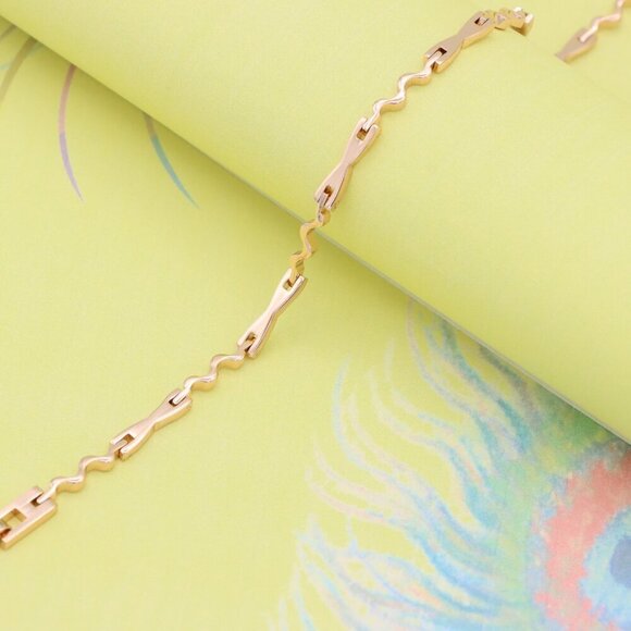 "Wavy Link Rose Gold Bracelet in High-Polish Finish, XPBL0882 - Picture 1 of 12